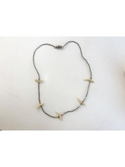 Mother of Pearl Accented Clip Fetish Sterling Silver 925 Vintage Necklace – 15″
