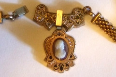 Antique Victorian Cameo Neckace Wide Chain Gorgeous Estate Jewelry