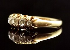 Antique five stone diamond ring, 18ct gold, Victorian