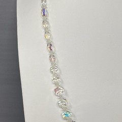 Heavy Crystal Glass Beaded Necklace Aurora Borealis Coated Faceted Long 23″