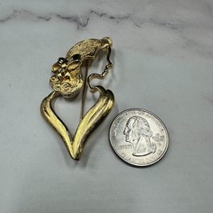 Vintage Lady Remington Brooch Gold Tone Figural Woman Heart Shape Profile Pin