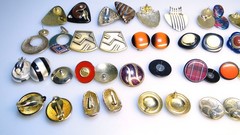 26prs Vintage 80s + Earrings Enamel Colors Button Huge Lot