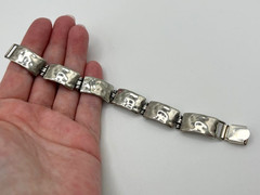 Vtg Shablool DIDAE Israel 925 Sterling Silver Modernist Panel Link Bracelet 6.5″
