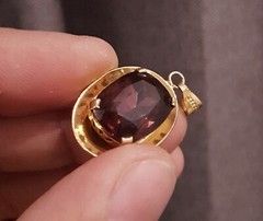 Beautiful Vintage Pendant dark Violet stone made in the USSR 1960s