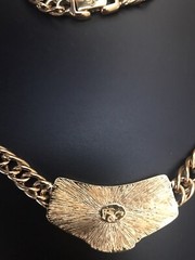 Vintage Jackie Collins Panther NECKLACE Gold Silvertone Collar Signed Wild Child