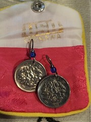 Vintage Japanese 100 Yen Earrings Coin Pierced Silver Colored Dangle Drop