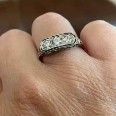Art Deco Style Lab Created Diamond Three-Stone Engagement Ring 14k White Gold FN