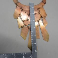 Vintage Artisan Copper Necklace Modernist Bib Statement 21 Inch