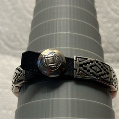 Vintage Dee Morris Navajo Sterling Silver Links on Leather Strap Bracelet