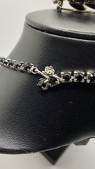 Vtg Albert WEISS Brooch Black Navette Clear Rhinestone Leaf & Unsigned Choker