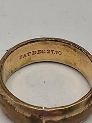 Antique Victorian Era Gold? Wedding Band Marked “Pat Dec 27.70” (Dec 27th 1870).