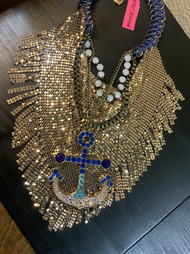 Betsey Johnson Ship Shape Bib Statement Necklace Rare- 16