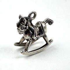 .925 Sterling Silver Charm – Tiny Rocking Horse – Tested Very Good Condition