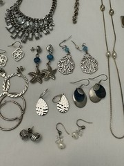 110 Pc Silver Tone Costume Jewelry Lot, All Wearable, Vintage to Modern