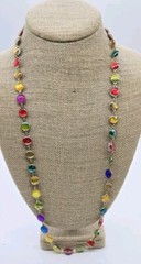Retro Couture Necklace Long Circles Multicolored 28 in Gold tone Vintage