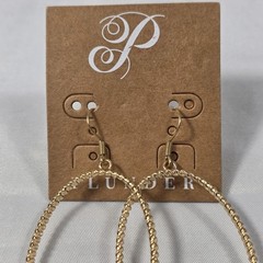 Plunder “Cara” Gold Tone Oval Hoop Earrings Twisted Wire Turquoise & Gold Beads