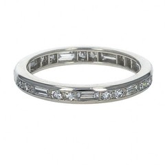 Vintage Platinum Baguette Round Diamond Eternity Ring Band VS-G Size 5.5