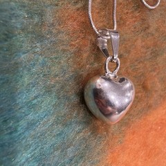 Harmony Fairy Angel Baby Bells Caller Sterling Silver Puffy Heart 30” Necklace