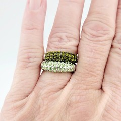 Vtg Ring Set 2pc Sz 10 Green Cubic Zirconia Stackable 18KGE Fashion Jewelry S#G1