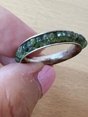 VINTAGE DESIGNER ROUGH GREEN TOURMALINE ETERNITY SPINNER BAND RING 925 STERLING