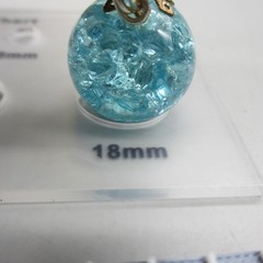 Vintage Germany Necklace Crackle Glass Blue Bead Pendant Gold Tone 24 Inch