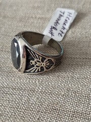 Vintage Sterling Wheeler Navajo Hematite Thunderbird Men’s Signet Ring Sz 12