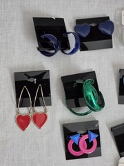 Ultimate 80s Earrings Lot 13 Pairs Colorful Vtg Hearts Hoops Neon Retro Party