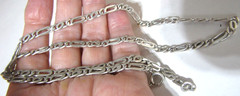 Vintage Sterling Silver Figaro Chain Necklace 20″ 4.6mm 18.9 Grams Signed Italy