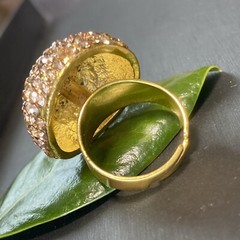 Vintage Cocktail Ring Estate Jewelry Pre-owned Champagne Crystal Dome Any Size
