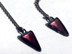 Threader Needle & Thread Earrings Pierced VTG Silver Tone Chain & Purple Stone