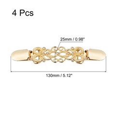 4 Pack Retro Zinc Alloy Sweater Dress Clips Cardigan Collar Clips Gold