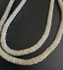 Antique 1920s Art Deco Silver Lined Glass Seed Bead Sautoir Lariat Necklace 48”!