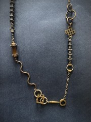 VINTAGE THOMAS MANN TECHNO ROMANTIC NECKLACE MIXED METALS SIGNED STEAMPUNK RARE