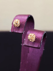 Vintage 14k Yellow Gold 6mm Filigree Flower Dome Stud Earrings – 0.6 g Starburst