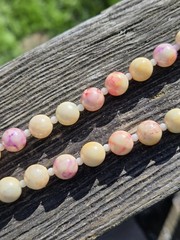 Vintage Lucite Marbled Pastel Necklace Beaded Spring Easter Pink Cream Blue