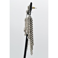 Vintage Crystal Fringe Earrings Silver Chain Drip Chunky Dangle Chandelier 9C