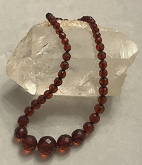 Vintage, Art Deco, Cherry Amber, Faceted Bakelite 15″ Necklace-Simi Tested