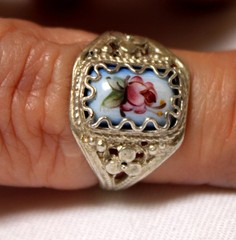 Vintage Russian Hand Painted Enamel Rings 3 Variation Finift Technique #85,86,90