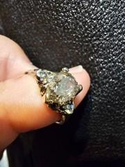 2.CARAT center NATURAL Diamond “Not a LG enhanced” w/side diamonds, 14k solid yg