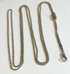 Victorian Gold Filled Slide Chain Garnet Opal Slide 42” 2mm 5x9mm Slide 10.1gr