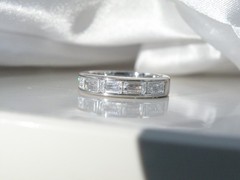 Berricle Sterling Silver 925 Baguette CZ Channel Set Vintage Band Ring Size 7