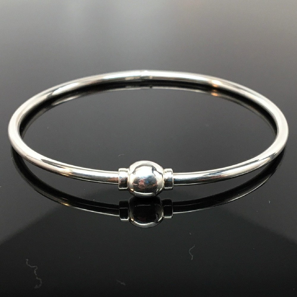 Sterling Silver Eternity Bangle Charm Bracelet Modern Brown County Silver New