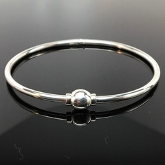 Sterling Silver Eternity Bangle Charm Bracelet Modern Brown County Silver New
