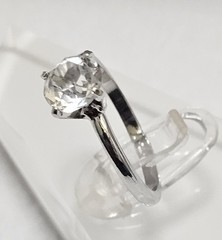 Vintage CZ Solitaire Ring Sz. 6 Silver Tone