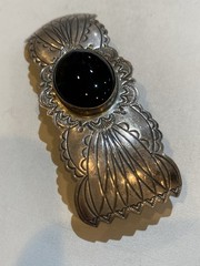 Sterling Signed Onyx Beret