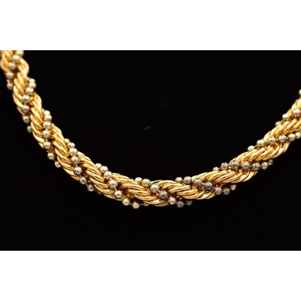 Casual Corner Vintage Necklace Rope Chain Chunky Gold Silver Signed 1990s Bin7B