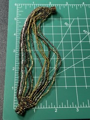 Vintage 7” Brown & Yellow Seed Bead Bracelet Magnetic Clasp