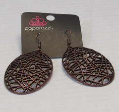 Bronze Tone Dangle Drop Oval Abstract Earrings Boho Chic Fairy Earthy Neutral