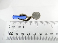 Vintage Sterling Silver Blue Glass Point with Two Dolphins Pendant 6g 1.5 Inches