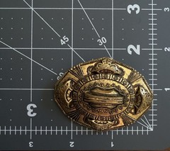 Victorian Revival Gold Tone Sash Pin Brooch Ornate Oval Statement 2.5in Vintage!